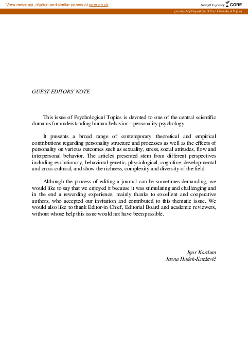 (PDF) Guest Editors' Note