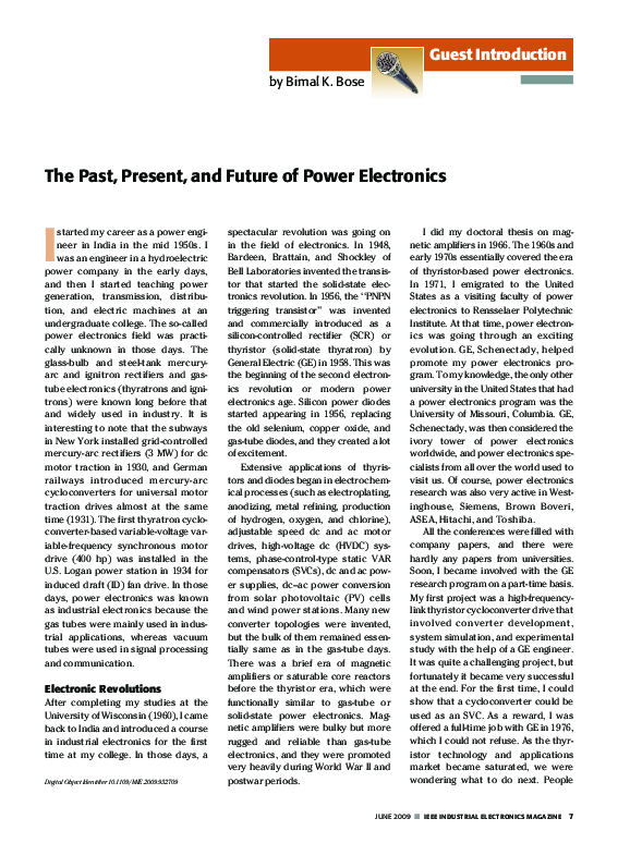 (PDF) The past, present, and future of power electronics [Guest