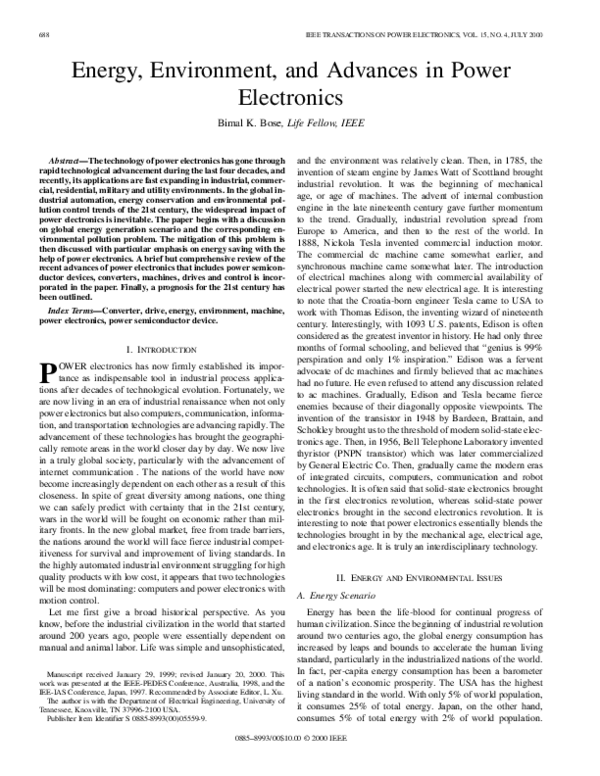 (PDF) Energy, environment, and advances in power electronics Bimal