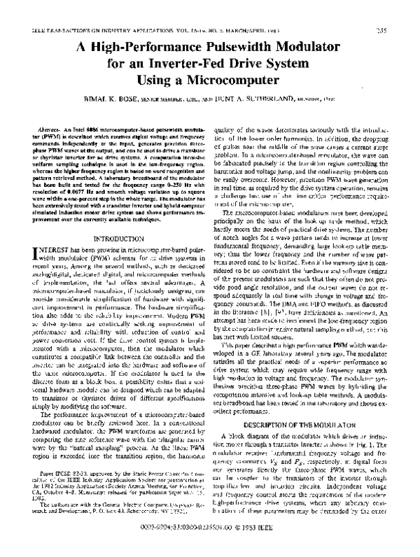 (PDF) A High-Performance Pulsewidth Modulator for an Inverter-Fed Drive ...