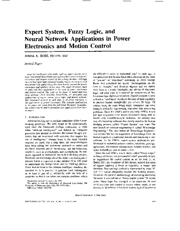 (PDF) Expert system, fuzzy logic, and neural network applications in