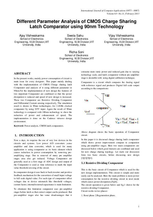 (PDF) Different Parameter Analysis of CMOS Charge Sharing Latch ...