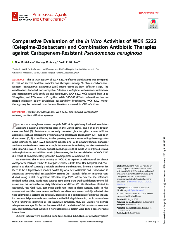 (PDF) Comparative evaluation of the in vitro activities of WCK 5222 ...