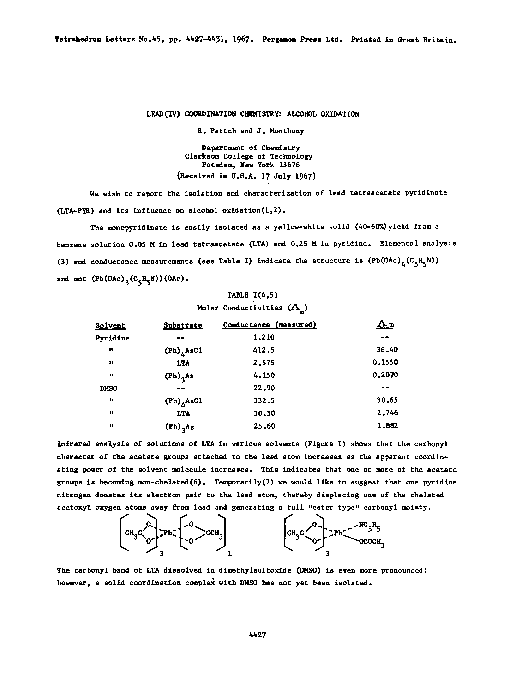 (PDF) Lead(IV) coordination chemistry: alcohol oxidation