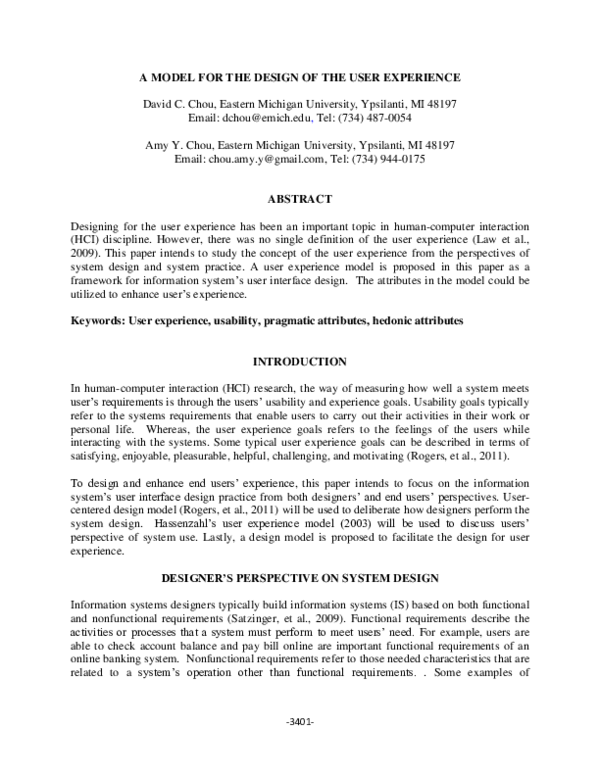 (PDF) A Model for the Design of the User Experience