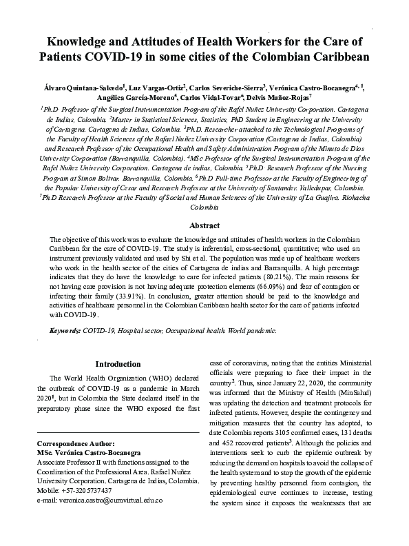 (PDF) Knowledge and Attitudes of Health Workers for the Care of ...
