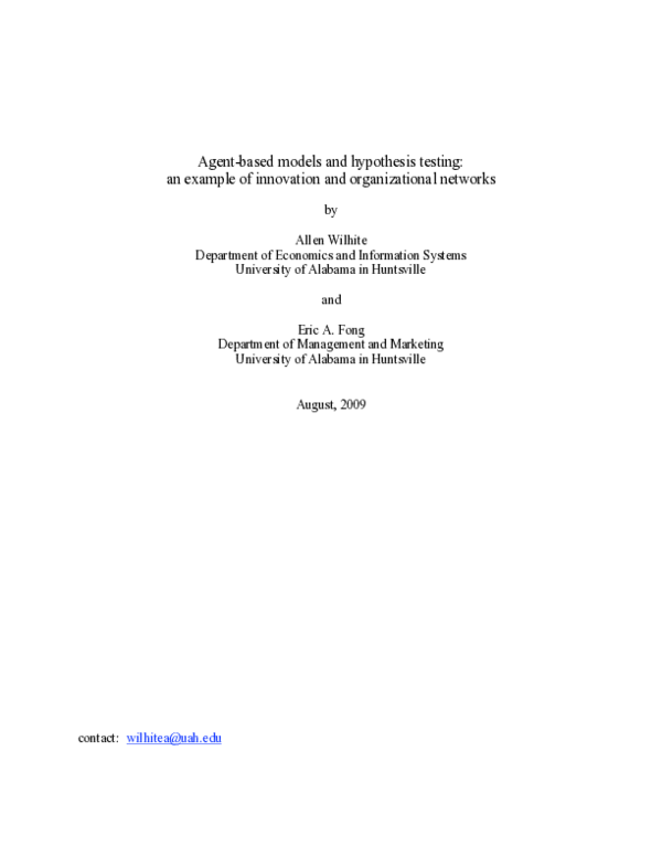 (PDF) Agent-based models and hypothesis testing: an example of ...