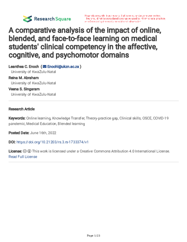 (PDF) A comparative analysis of the impact of online, blended, and face ...