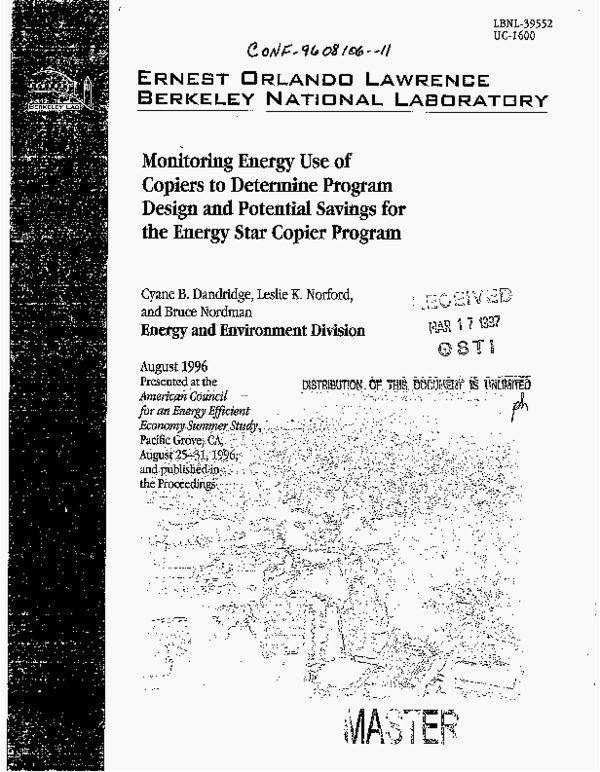 (PDF) Monitoring energy use of copiers to determine program design and