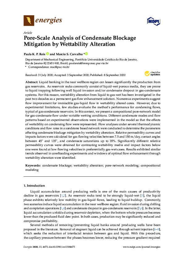 (PDF) Pore-Scale Analysis of Condensate Blockage Mitigation by ...