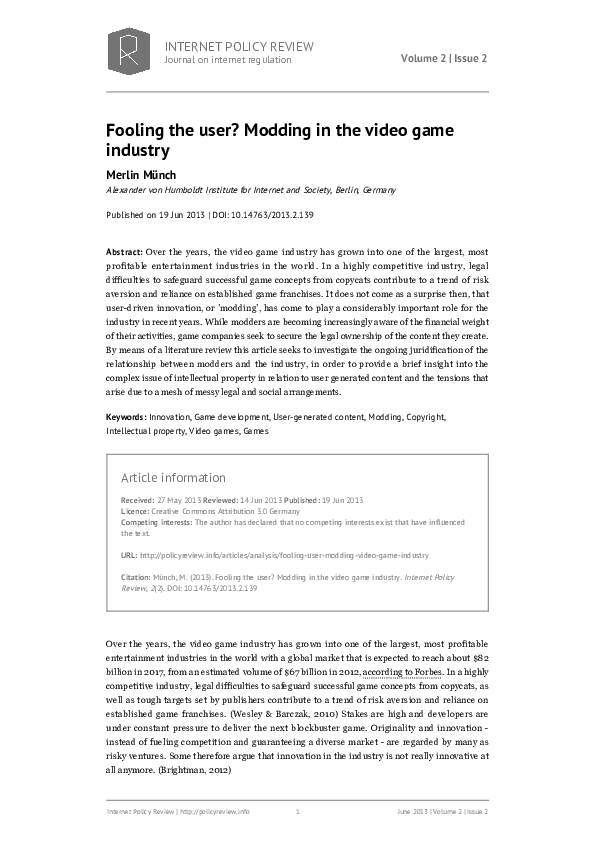 (PDF) Video Game Making and Modding