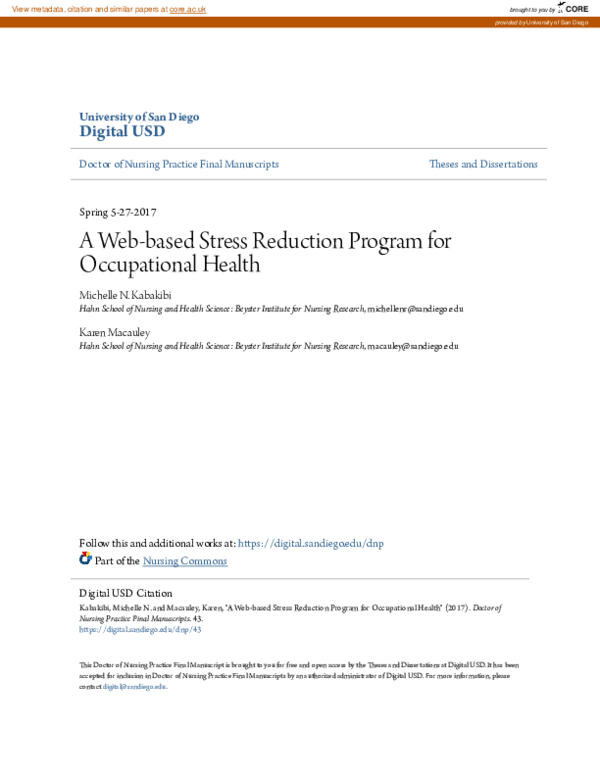 (PDF) A Web-based Stress Reduction Program for Occupational Health