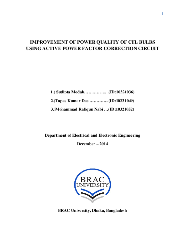 (PDF) Improvement of power quality of CFL bulbs using active power