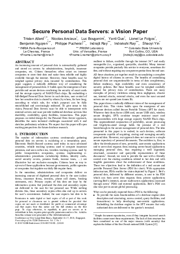 (PDF) Secure personal data servers