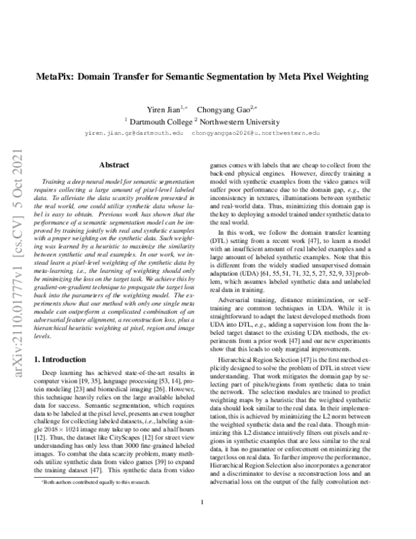 (PDF) MetaPix: Domain transfer for semantic segmentation by meta pixel ...