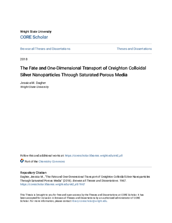 (PDF) The fate and one-dimensional transport of Creighton colloidal ...