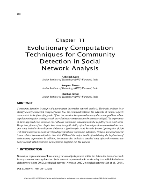 (PDF) Evolutionary Computation Techniques for Community Detection in ...