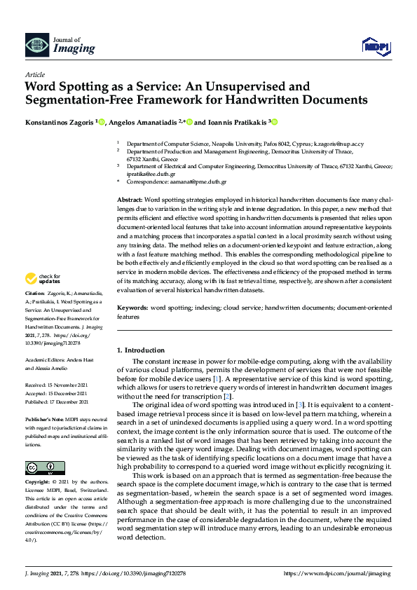 (PDF) Word Spotting as a Service: An Unsupervised and Segmentation-Free ...