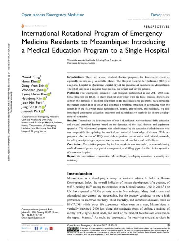 (PDF) International Rotational Program of Emergency Medicine Residents ...