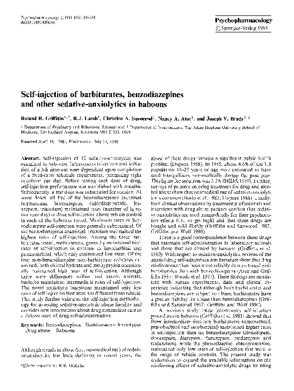 (PDF) Self-injection of barbiturates, benzodiazepines and other ...