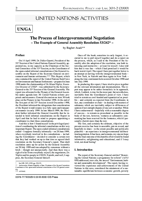 (PDF) The Process of Intergovernmental Negotiation The Example of ...