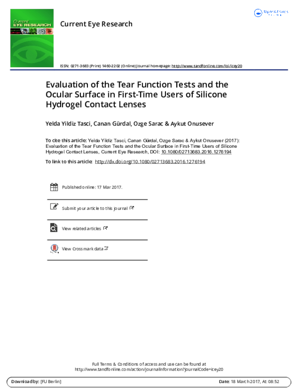 (PDF) Evaluation of the Tear Function Tests and the Ocular Surface in ...