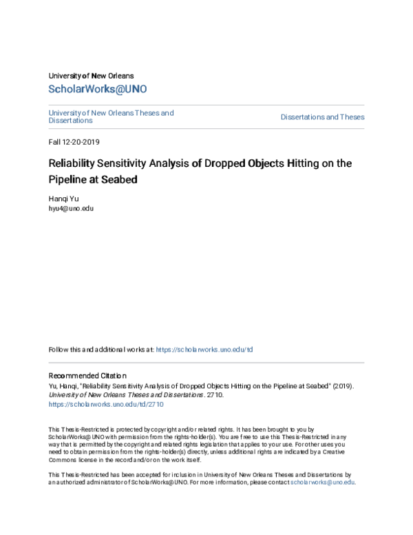 (PDF) Reliability Sensitivity Analysis of Dropped Objects Hitting on ...