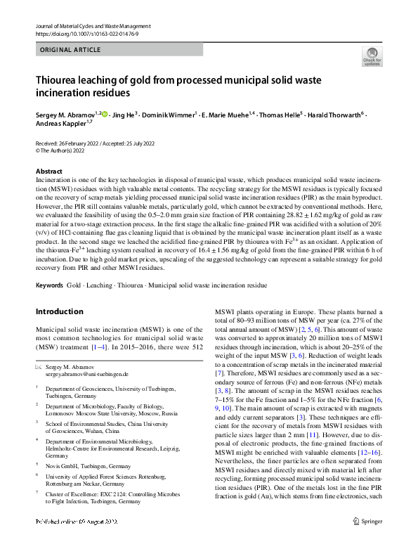 (PDF) Thiourea leaching of gold from processed municipal solid waste ...