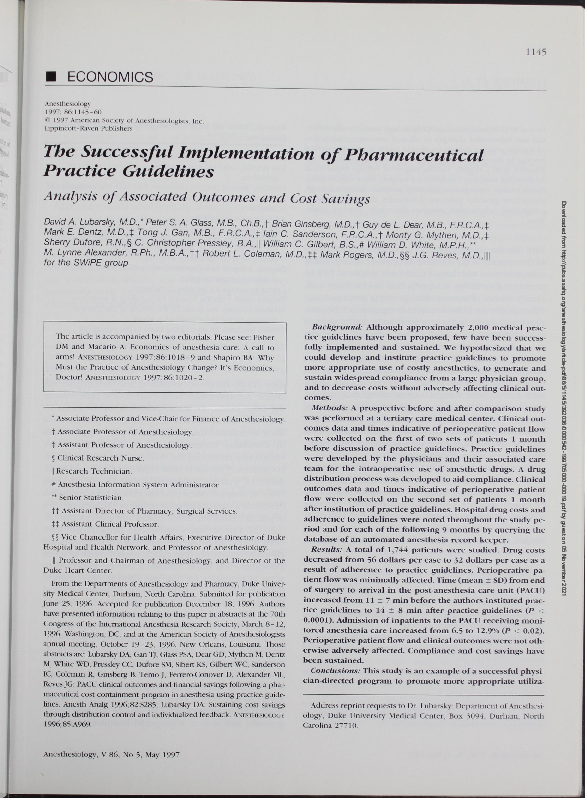 (PDF) The Successful Implementation of Pharmaceutical Practice Guidelines