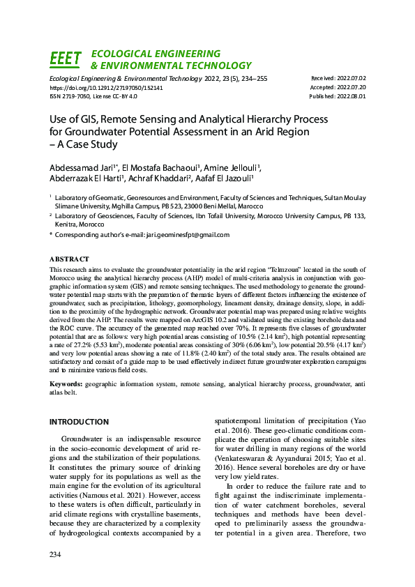 (PDF) Use of GIS, Remote Sensing and Analytical Hierarchy Process for ...