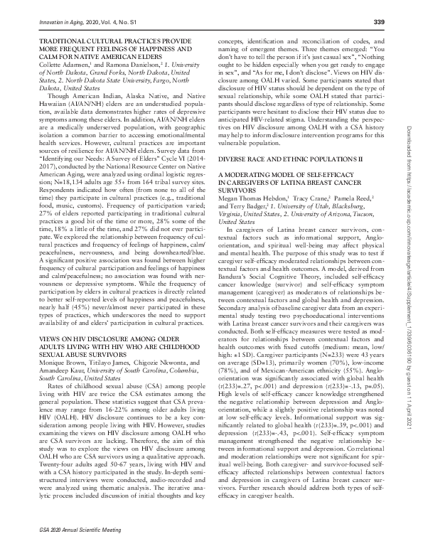 A Moderating Model of Self-Efficacy in Caregivers of Latina Breast Cancer Survivors