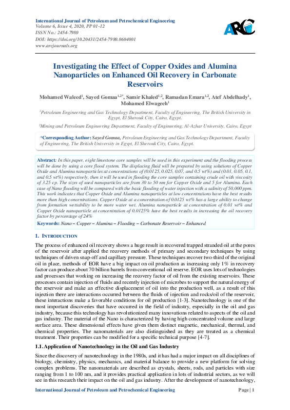 (PDF) Investigating the Effect of Copper Oxides and Alumina ...