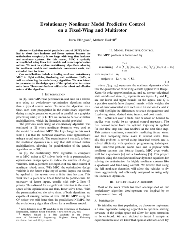 (PDF) Evolutionary Nonlinear Model Predictive Control on a Fixed-Wing ...