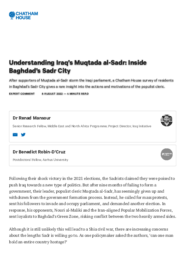 (PDF) Understanding Iraq's Muqtada al-Sadr: Inside Understanding Iraq's ...