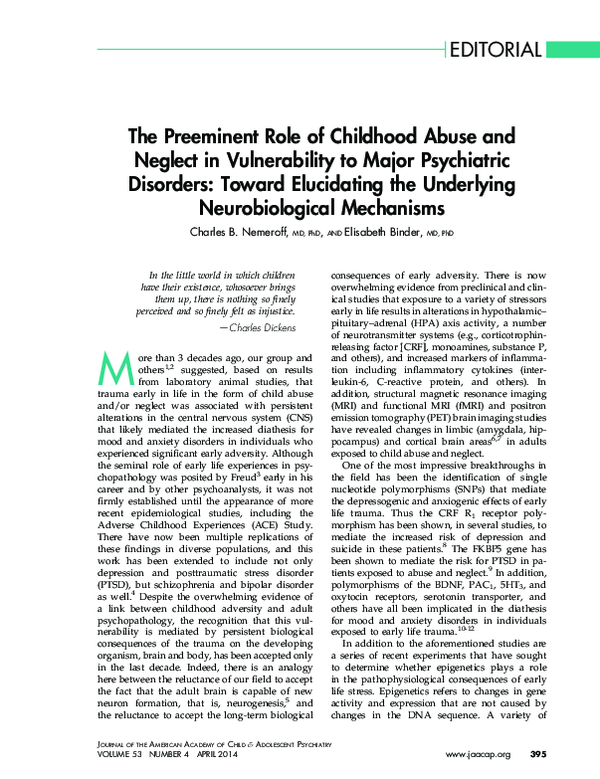 (PDF) The Preeminent Role of Childhood Abuse and Neglect in ...