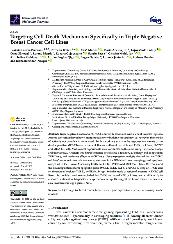 (PDF) Targeting Cell Death Mechanism Specifically in Triple Negative ...