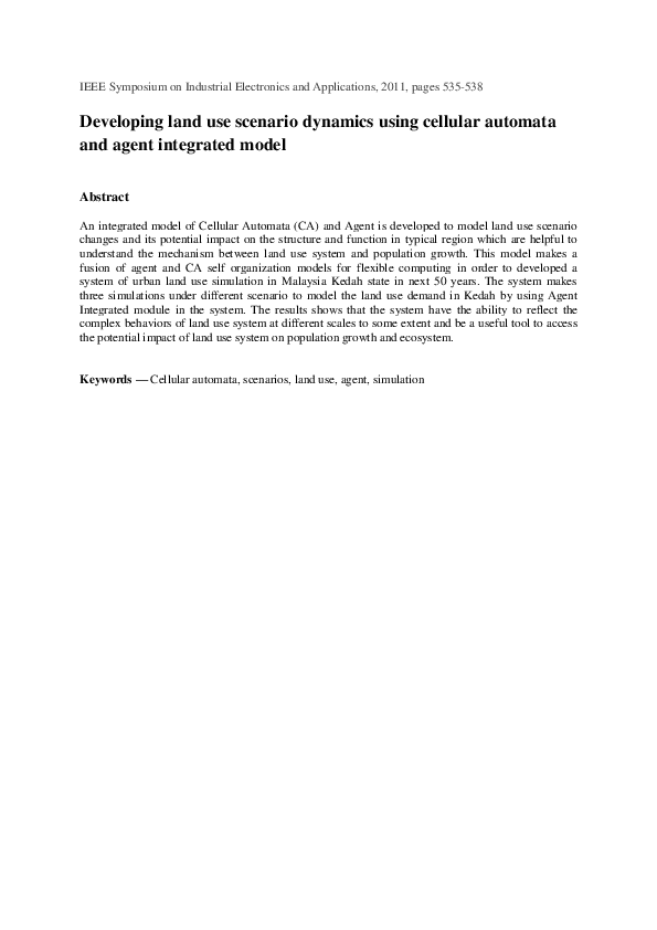 (PDF) Developing land use scenario dynamics using Cellular Automata and ...
