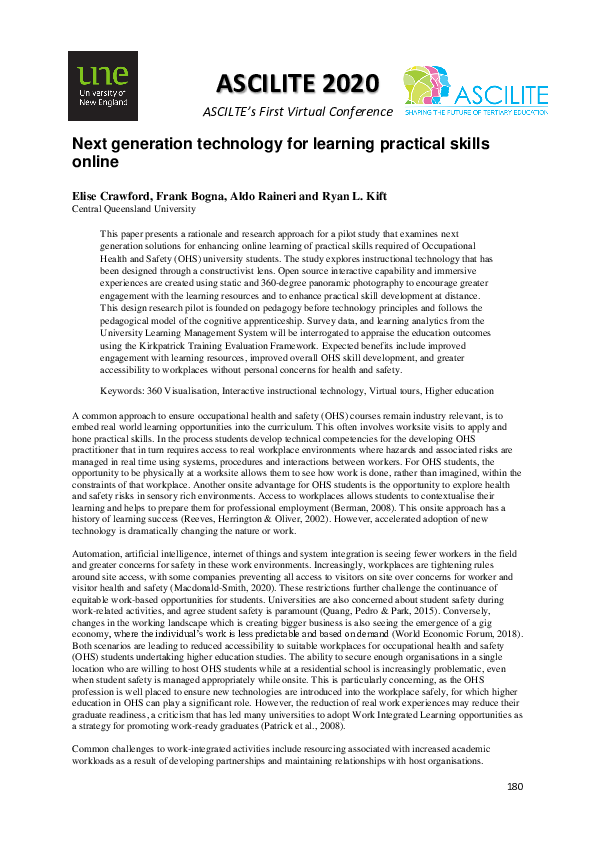 (PDF) Next generation technology for learning practical skills online