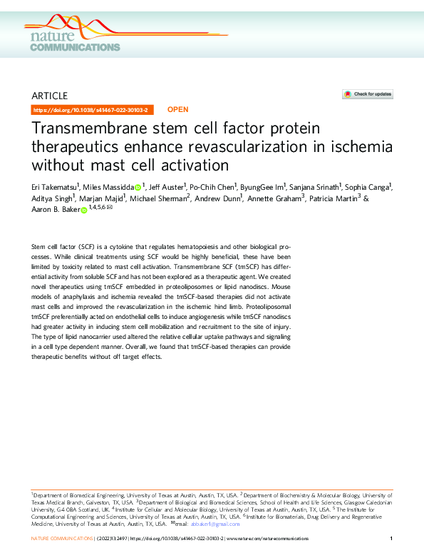 (PDF) Transmembrane stem cell factor protein therapeutics enhance ...