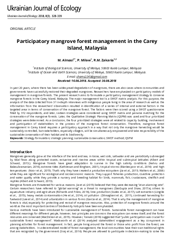 (PDF) Participatory mangrove forest management in the Carey Island ...