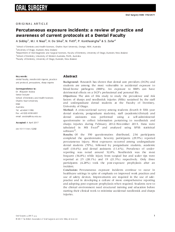 (PDF) Percutaneous exposure incidents: a review of practice and ...