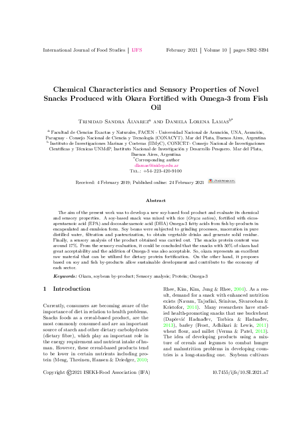 (PDF) Chemical Characteristics and Sensory Properties of Novel Snacks ...
