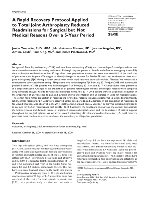 (PDF) A Rapid Recovery Protocol Applied to Total Joint Arthroplasty ...
