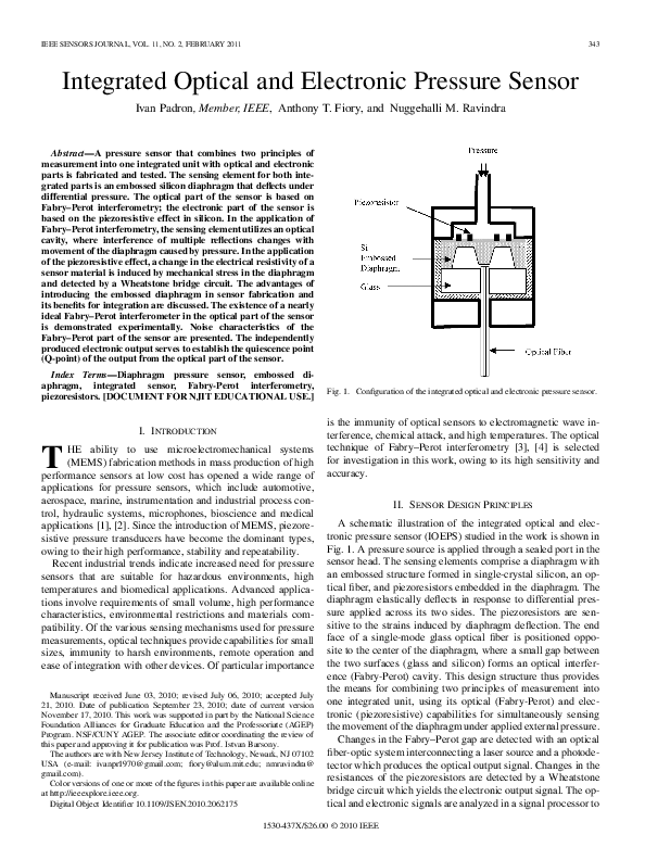 (PDF) Integrated Optical and Electronic Pressure Sensor Ravindra