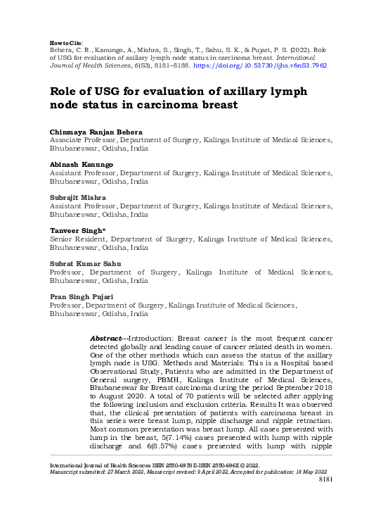 (PDF) Role of USG for evaluation of axillary lymph node status in ...