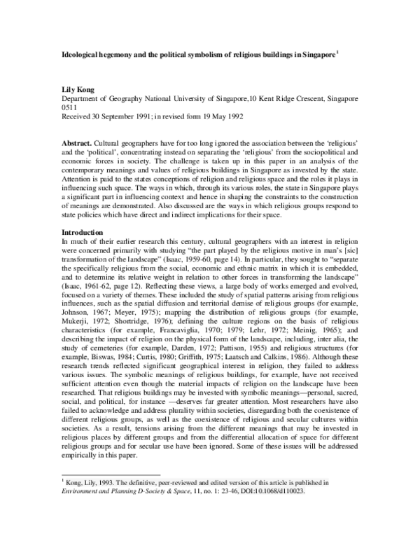 (PDF) Ideological hegemony and the political symbolism of religious ...