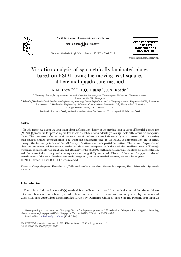 (PDF) Vibration analysis of symmetrically laminated plates based on ...