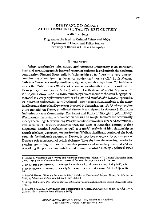 (PDF) Dewey and Democracy at the Dawn of the Twenty-First Century