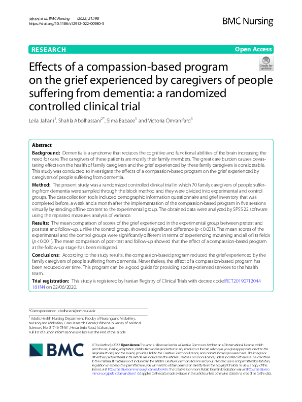 (PDF) Effects of a compassion-based program on the grief experienced by ...