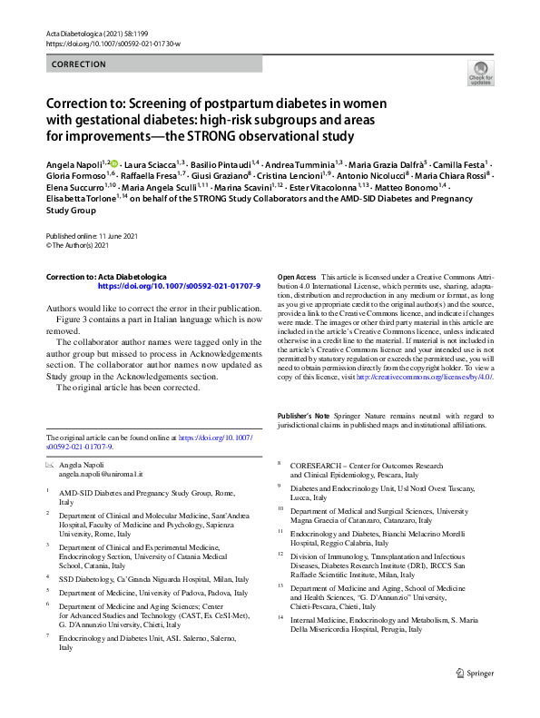 (PDF) Correction to: Screening of postpartum diabetes in women with ...